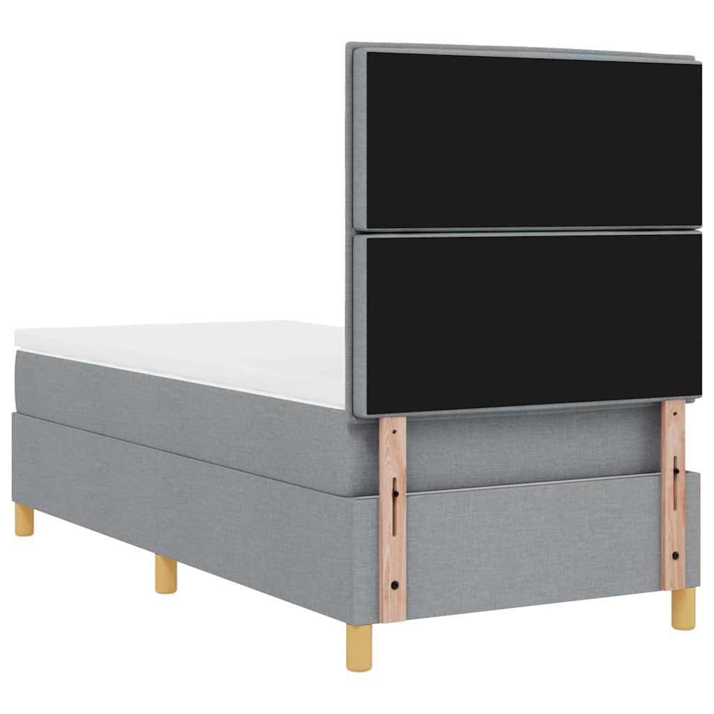 LED Box Spring Krevet Svijetlo siva 90 x 200 cm tkanina