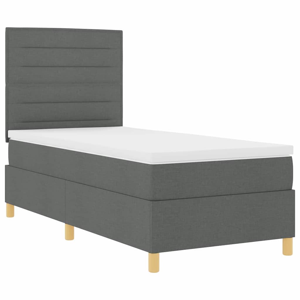 LED Box Spring Krevet s madracem Tamno siva 90 x 200 cm tkanina