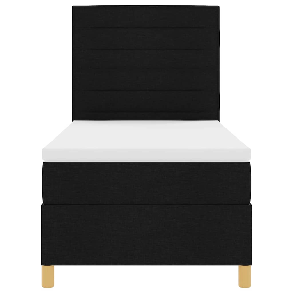 LED Box Spring Krevet s madracem Crna 90 x 200 cm tkanina