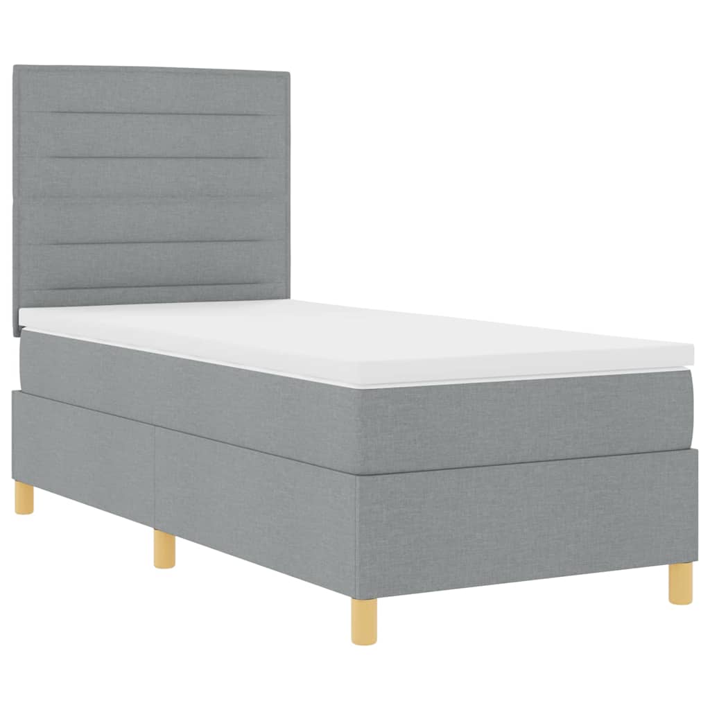 LED Box Spring Krevet Svijetlo siva 100 x 200 cm tkanina