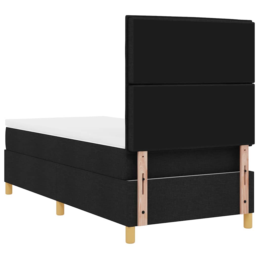 LED Box Spring Krevet s madracem Crna 100 x 200 cm tkanina
