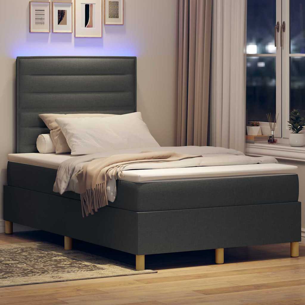 LED Box Spring Krevet Tamno siva 120 x 190 cm tkanina
