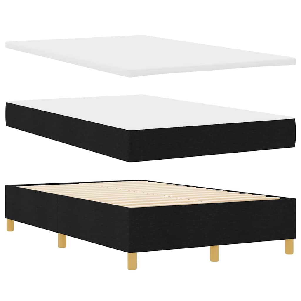 LED Box Spring Krevet s madracem Crna 120 x 190 cm tkanina
