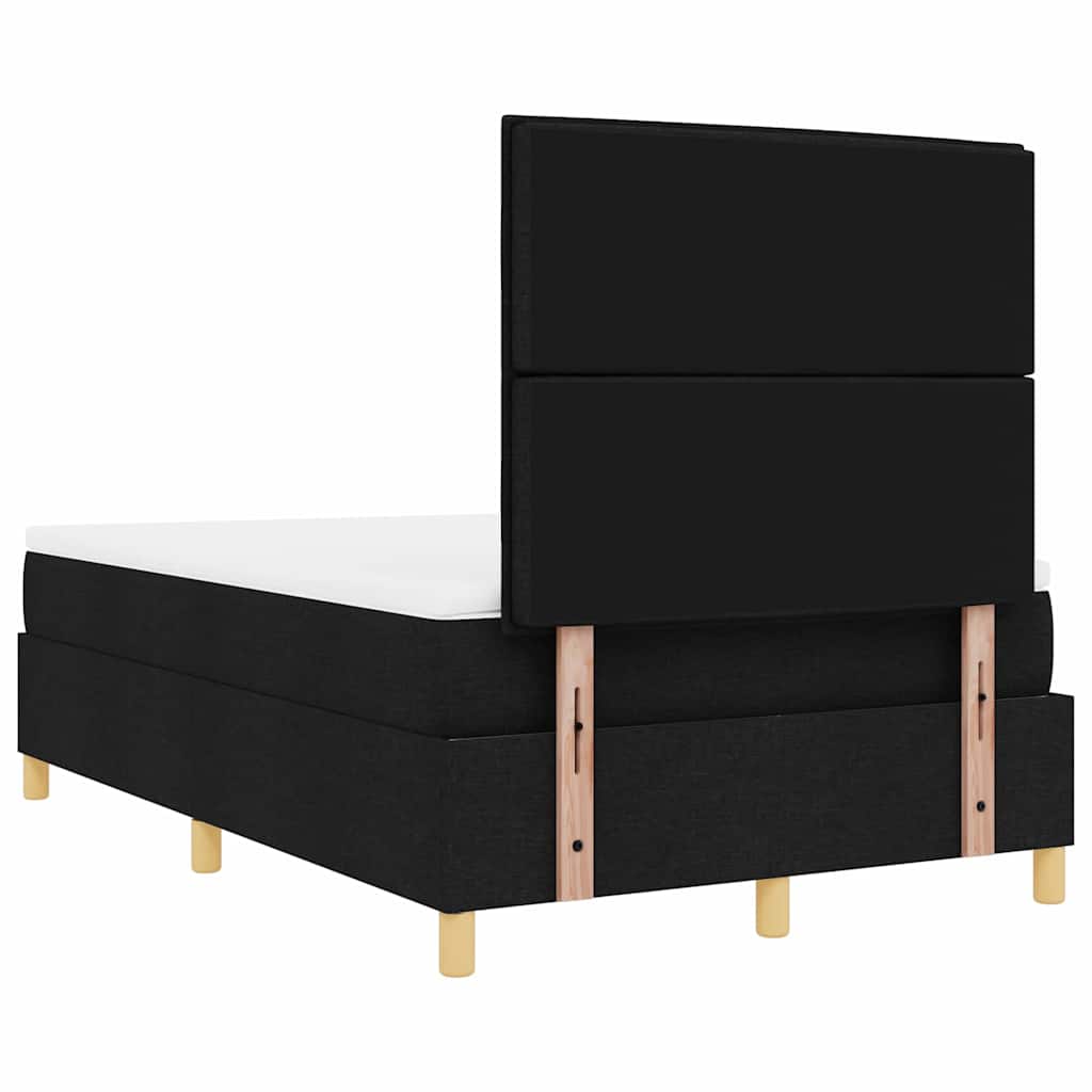 LED Box Spring Krevet s madracem Crna 120 x 190 cm tkanina