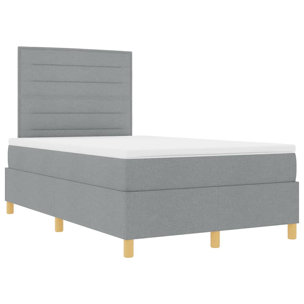 LED Box Spring Krevet Svijetlo siva 120 x 200 cm tkanina
