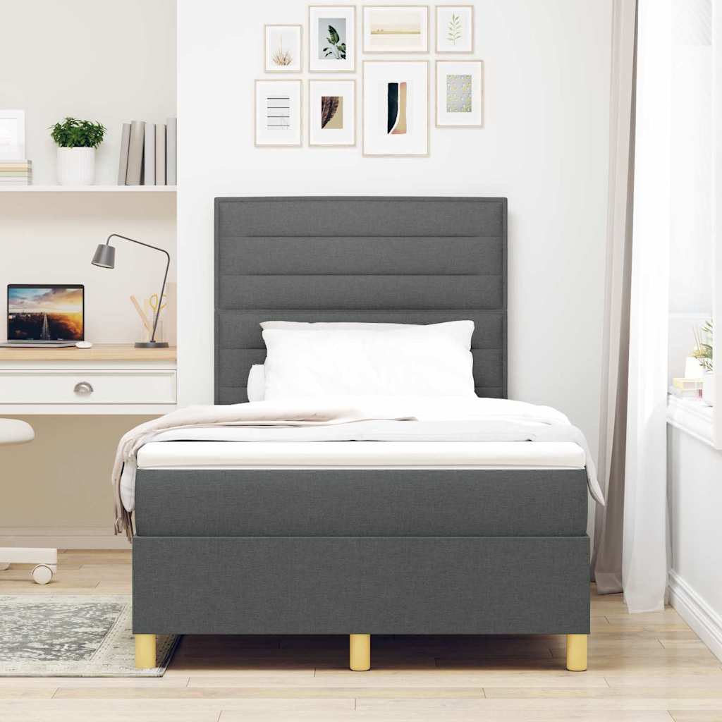 LED Box Spring Krevet Tamno siva 120 x 200 cm tkanina