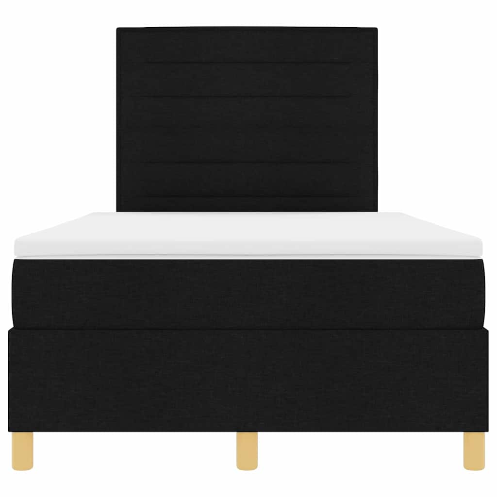 LED Box Spring Krevet s madracem Crna 120 x 200 cm tkanina