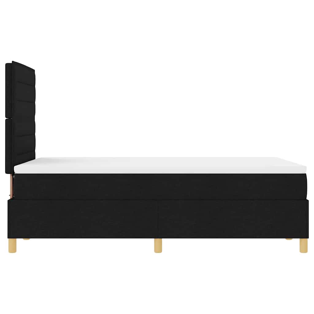 LED Box Spring Krevet s madracem Crna 120 x 200 cm tkanina