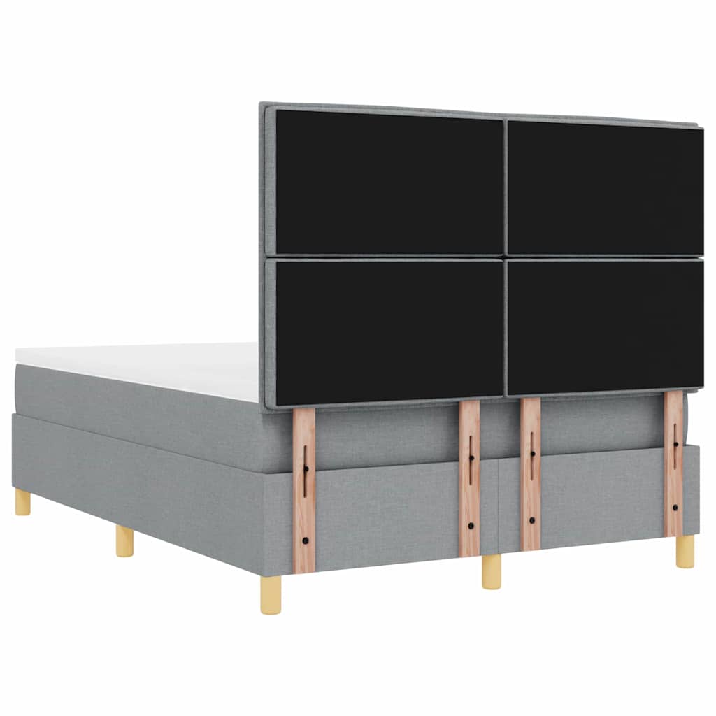 LED Box Spring Krevet Svijetlo siva 140 x 190 cm tkanina