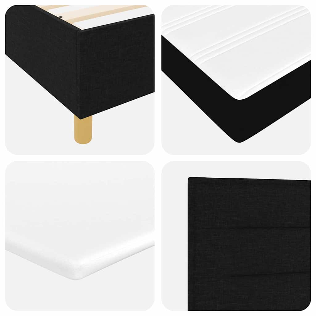 LED Box Spring Krevet s madracem Crna 140 x 190 cm tkanina