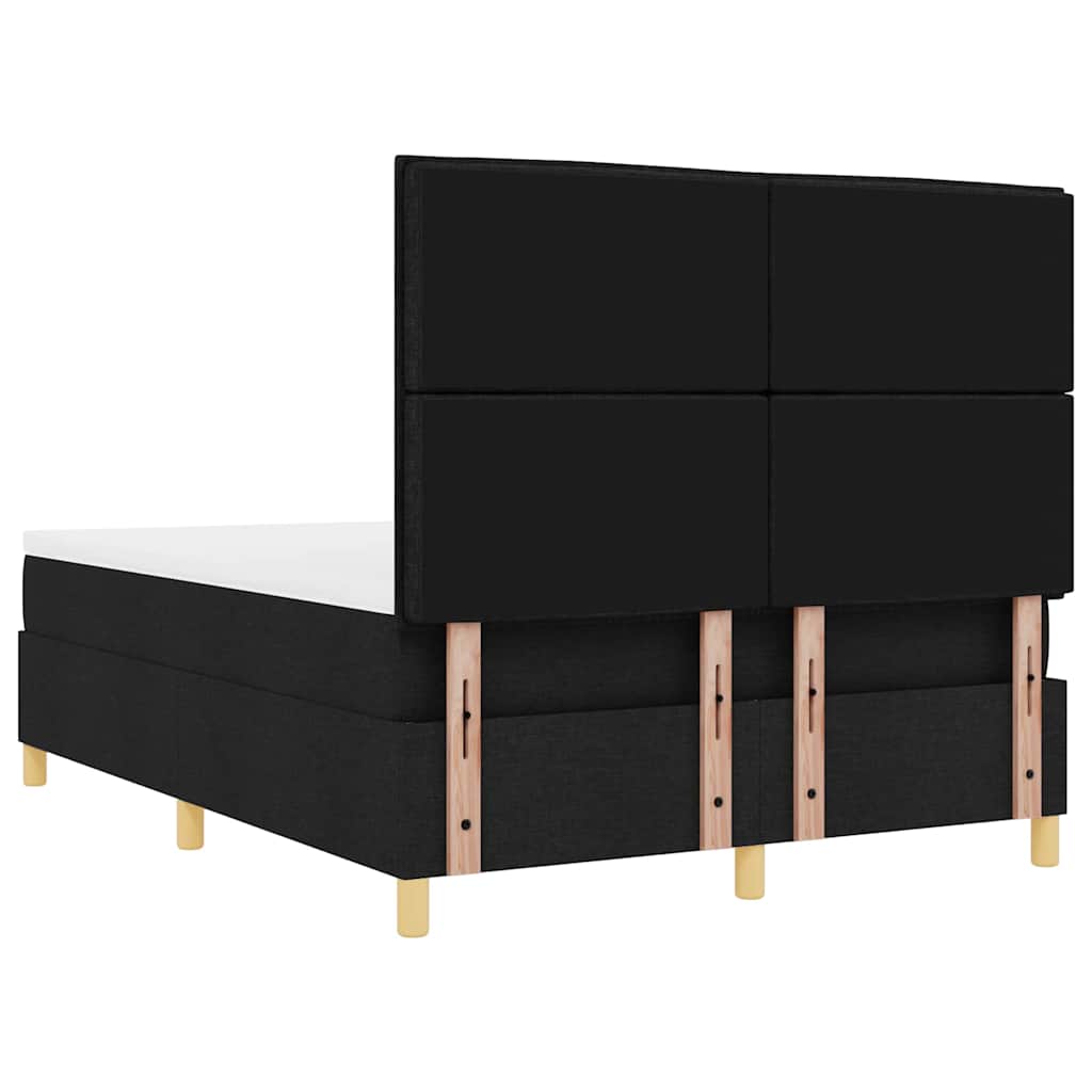 LED Box Spring Krevet s madracem Crna 140 x 190 cm tkanina