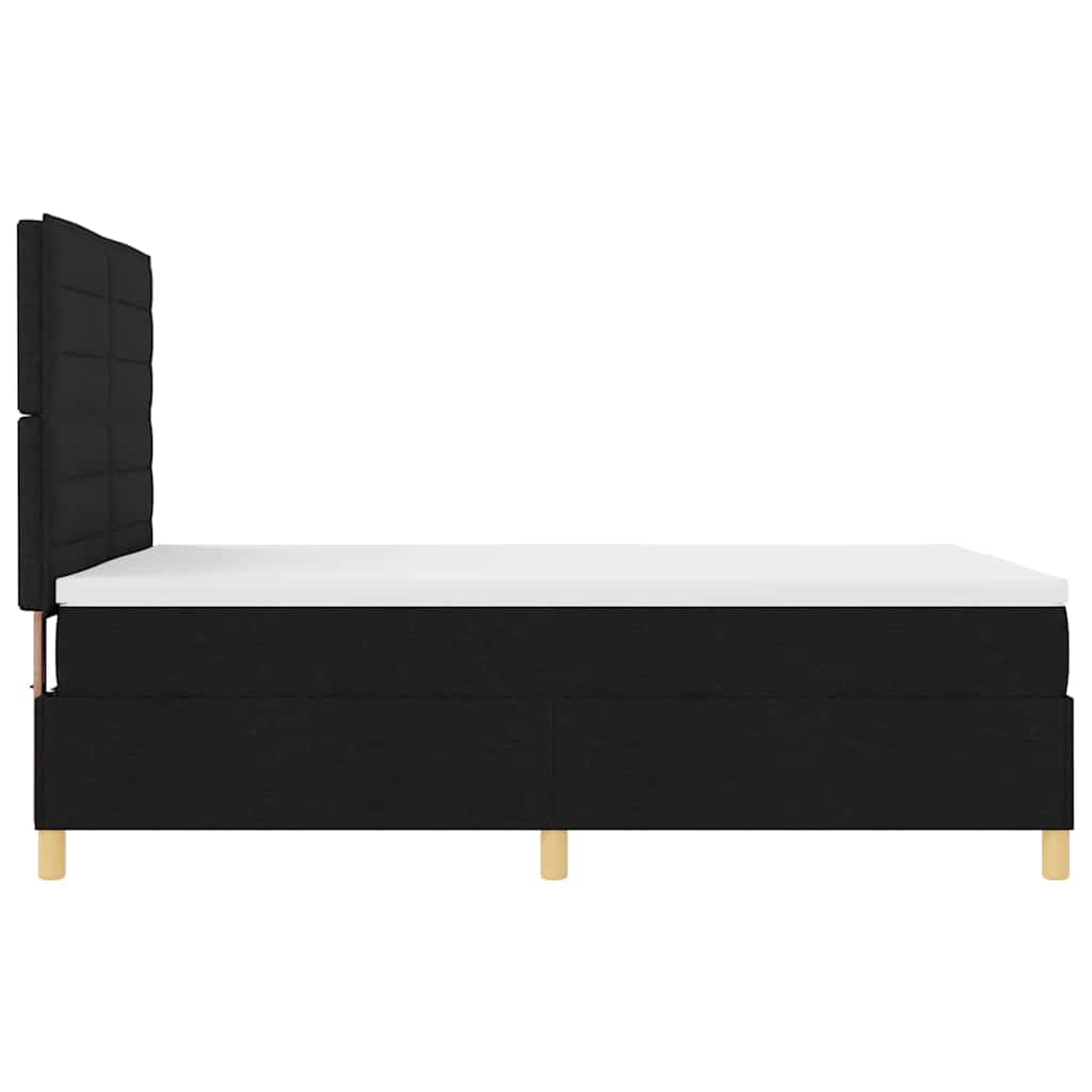 LED Box Spring Krevet s madracem Crna 140 x 190 cm tkanina
