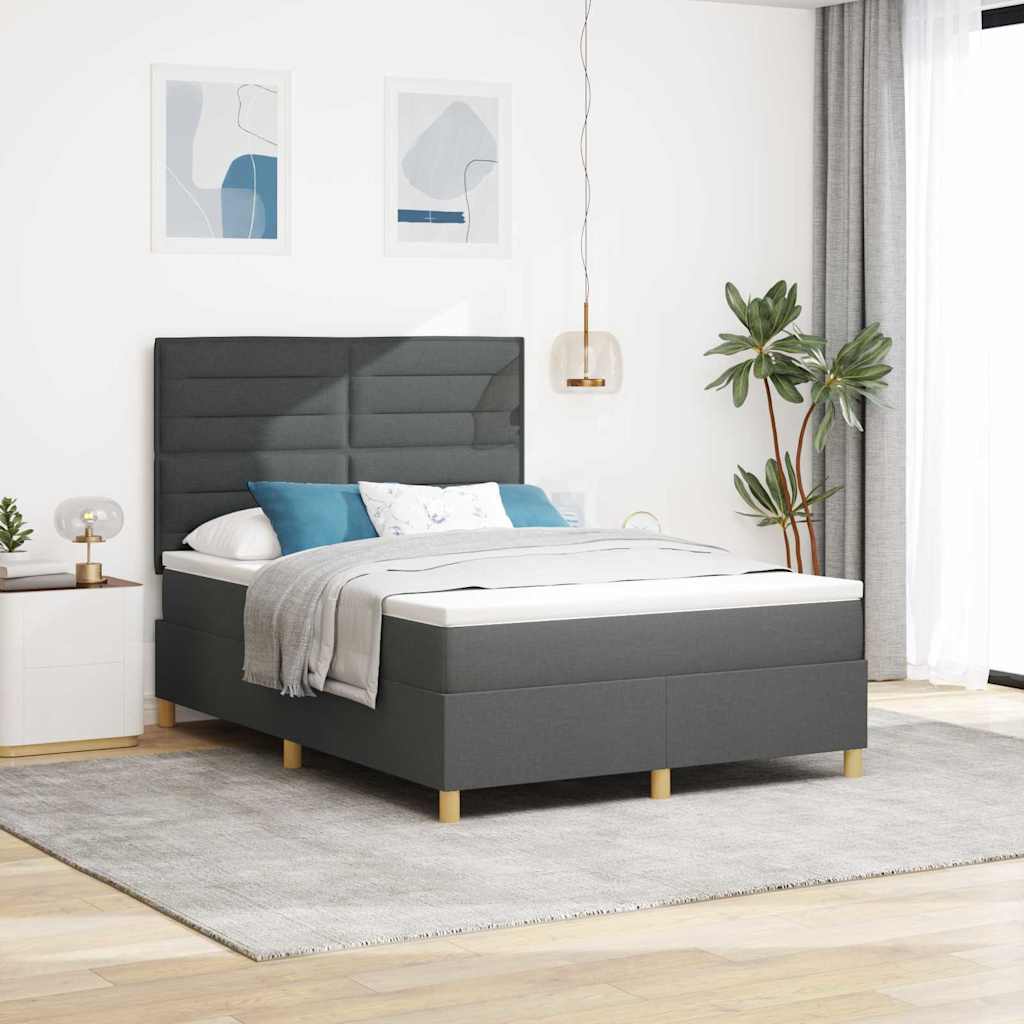 LED Box Spring Krevet Tamno siva 140 x 200 cm tkanina