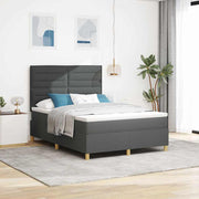 LED Box Spring Krevet Tamno siva 140 x 200 cm tkanina