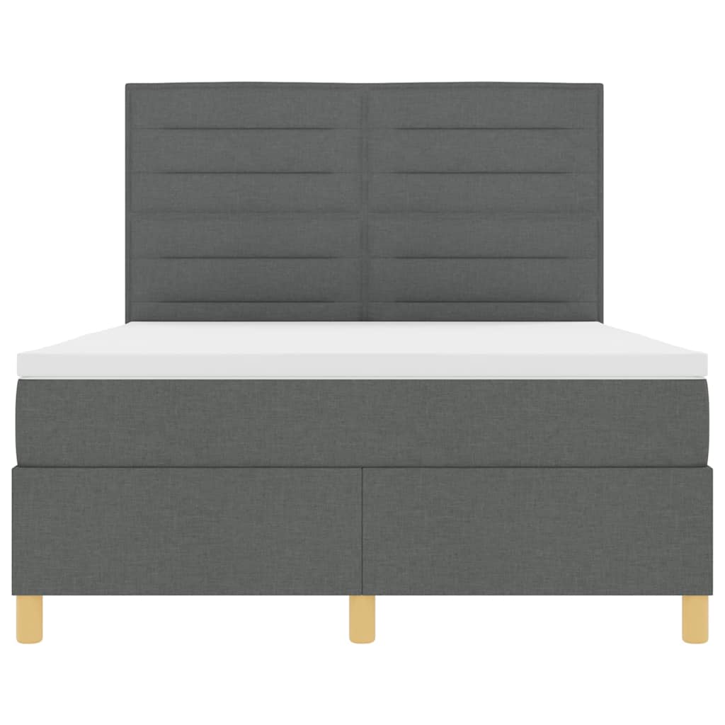 LED Box Spring Krevet Tamno siva 140 x 200 cm tkanina