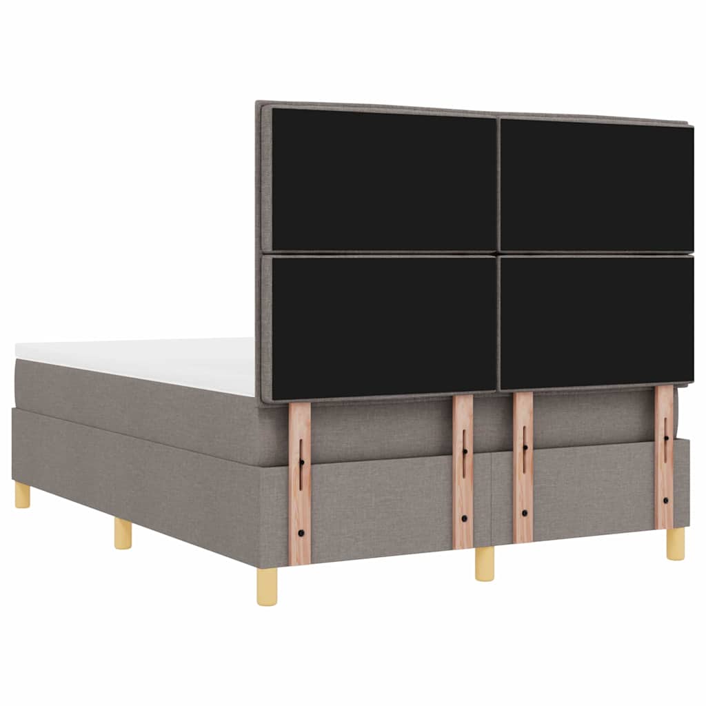 LED Box Spring Krevet Sivo-smeđa 140 x 200 cm tkanina