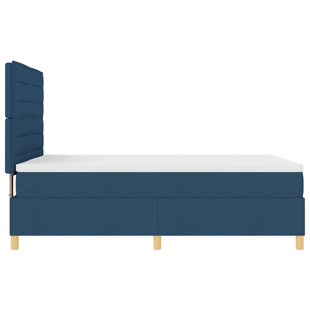 LED Box Spring Krevet s madracem Plava 140 x 200 cm tkanina