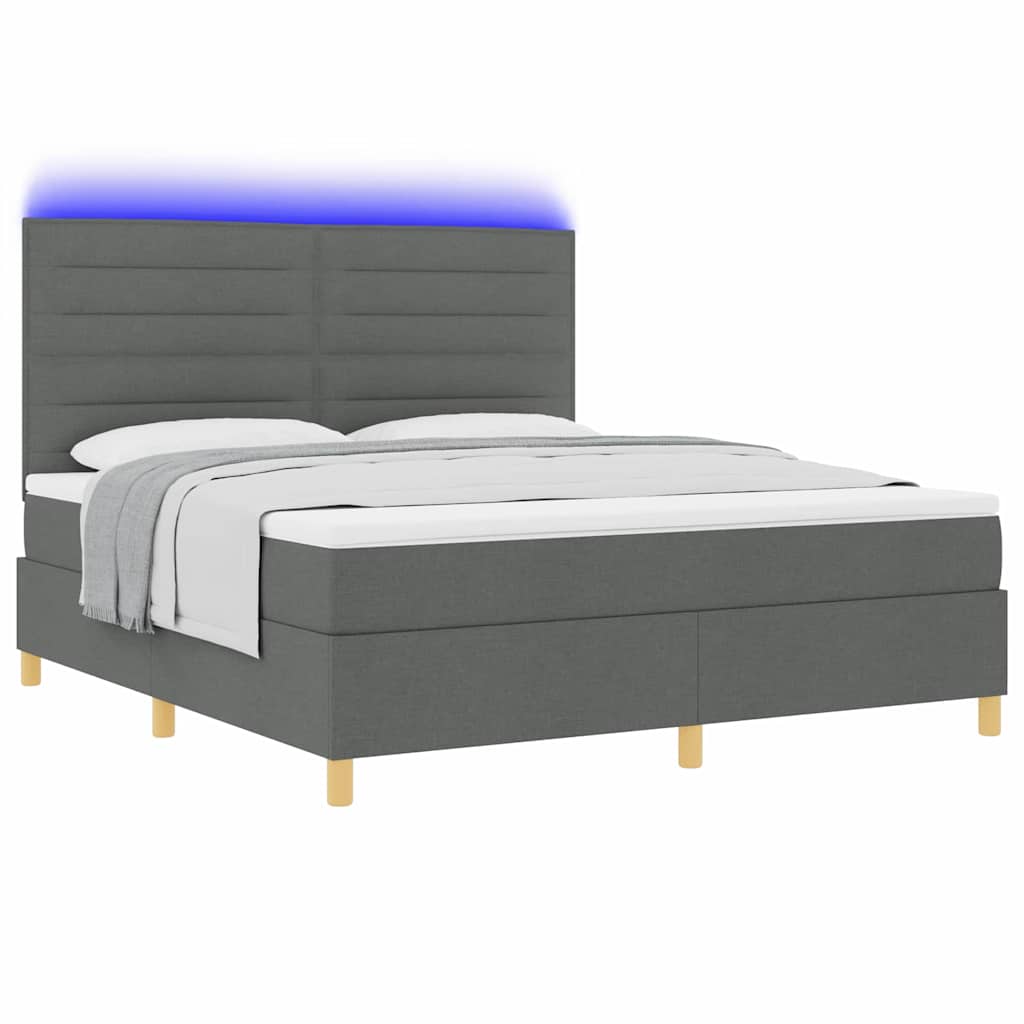 LED Box Spring Krevet Tamno siva 180 x 200 cm tkanina