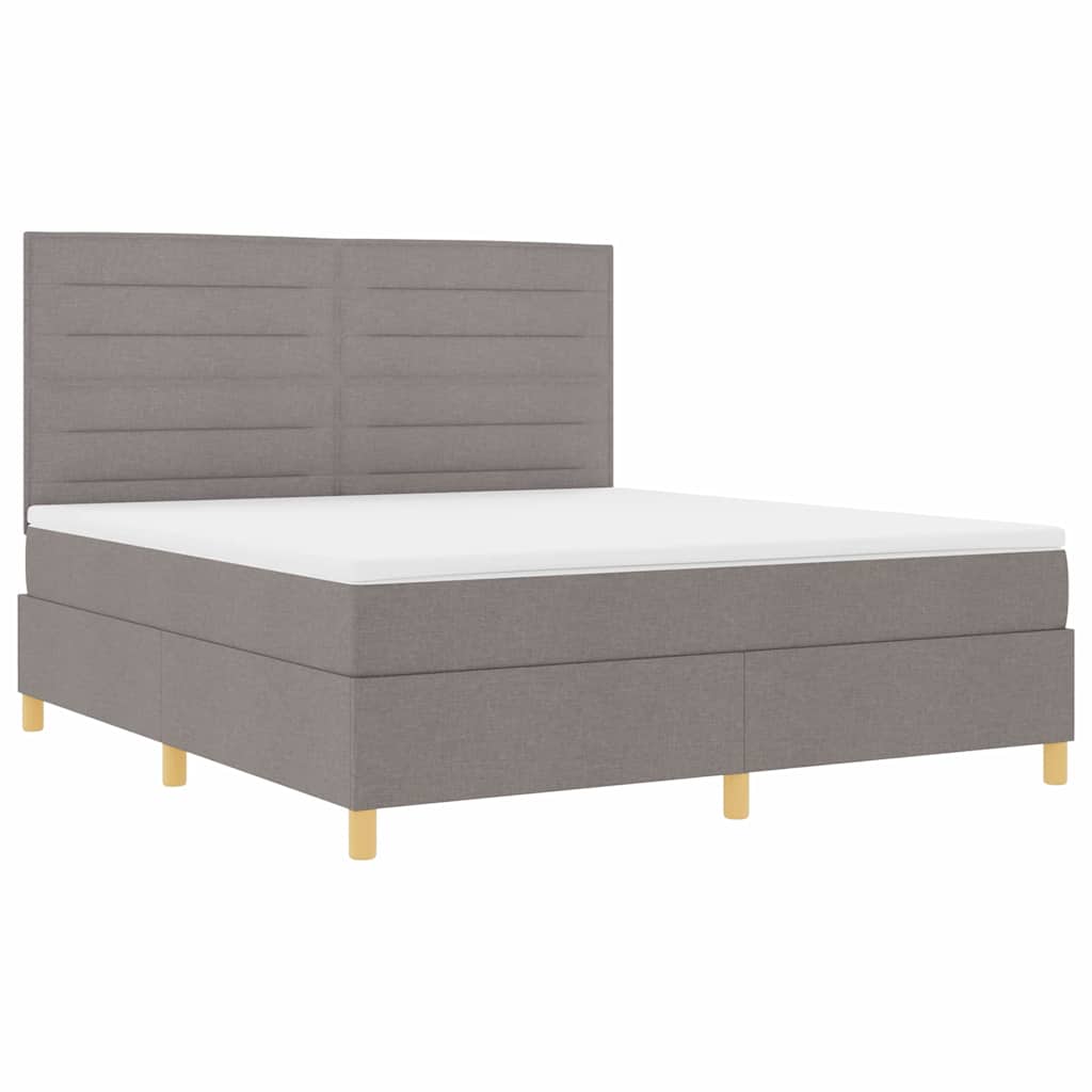 LED Box Spring Krevet Sivo-smeđa 180 x 200 cm tkanina