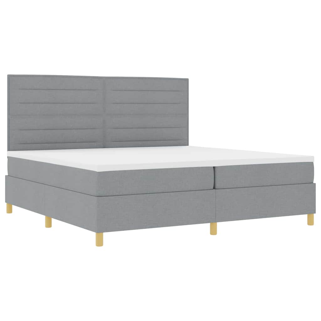 LED Box Spring Krevet Svijetlo siva 200 x 200 cm tkanina