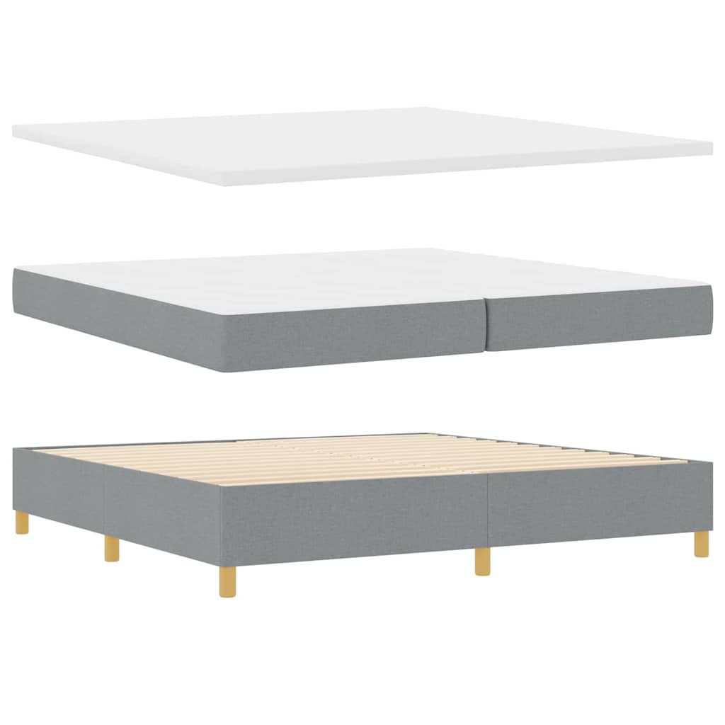 LED Box Spring Krevet Svijetlo siva 200 x 200 cm tkanina