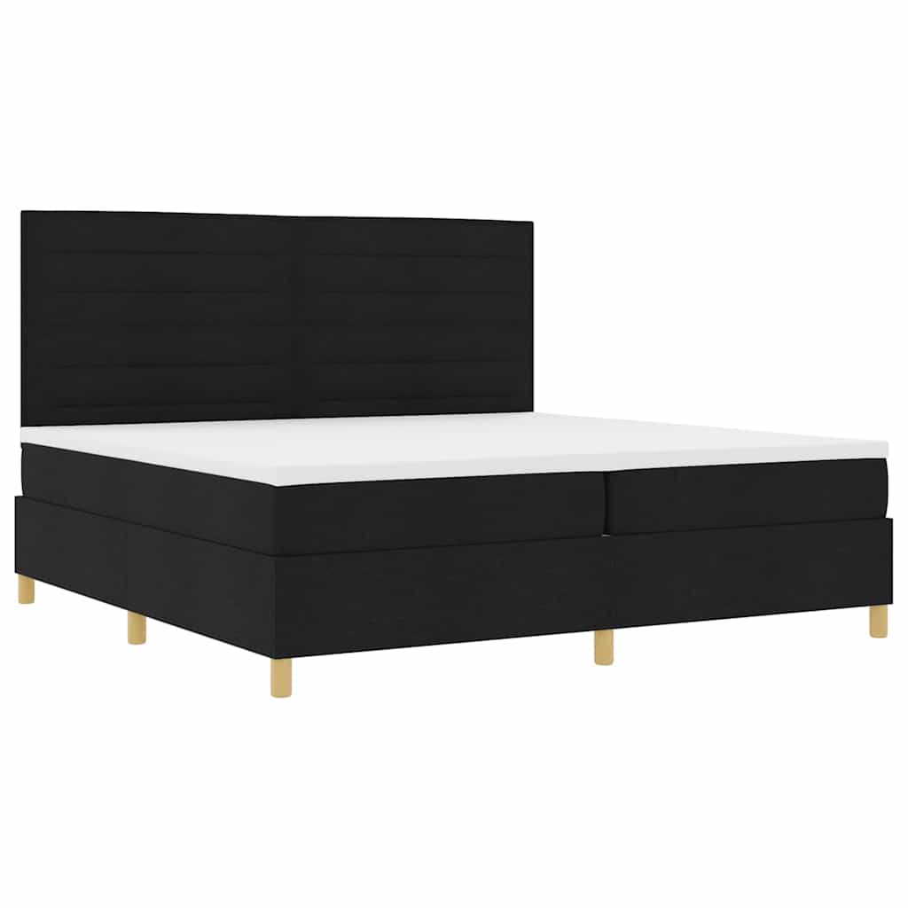 LED Box Spring Krevet s madracem Crna 200 x 200 cm tkanina