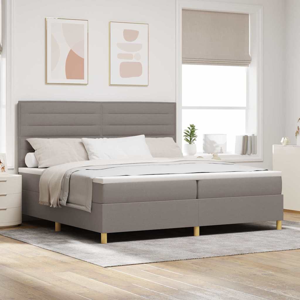LED Box Spring Krevet Sivo-smeđa 200 x 200 cm tkanina