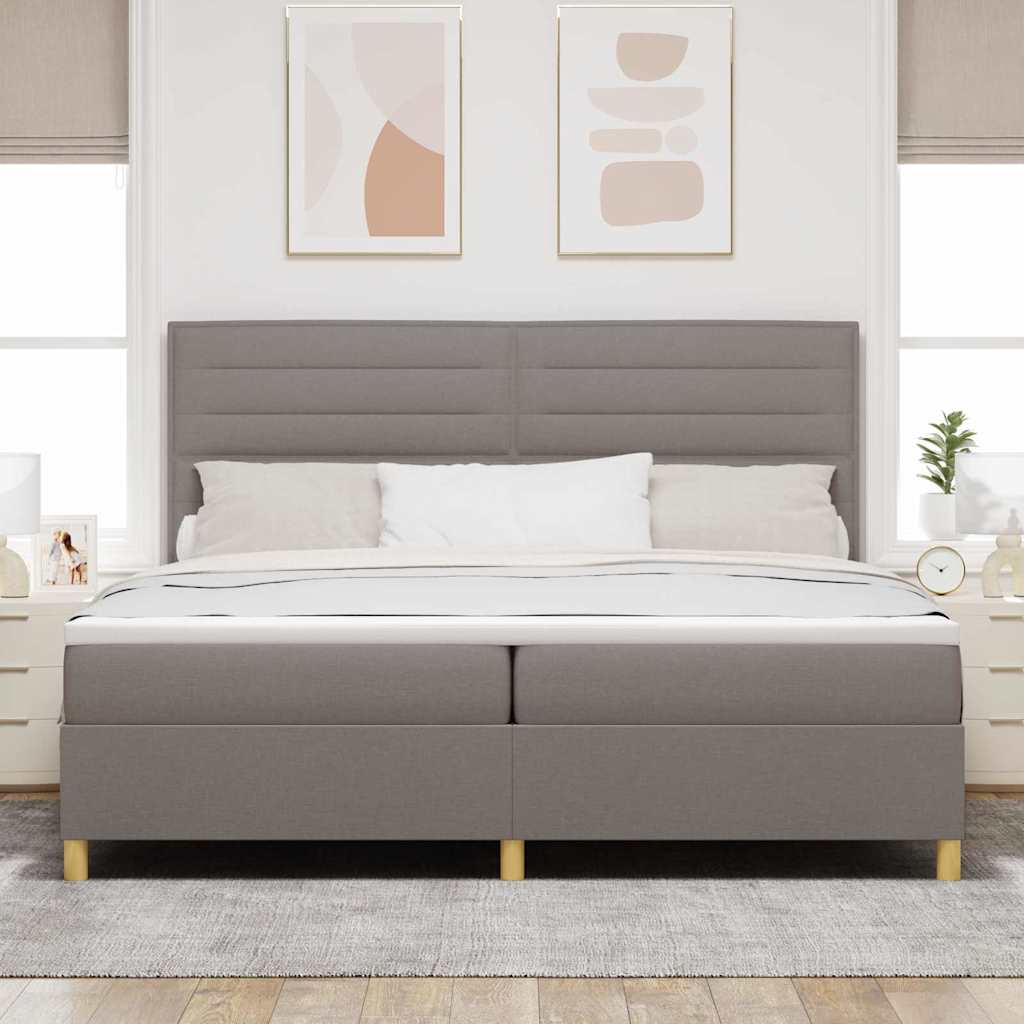 LED Box Spring Krevet Sivo-smeđa 200 x 200 cm tkanina