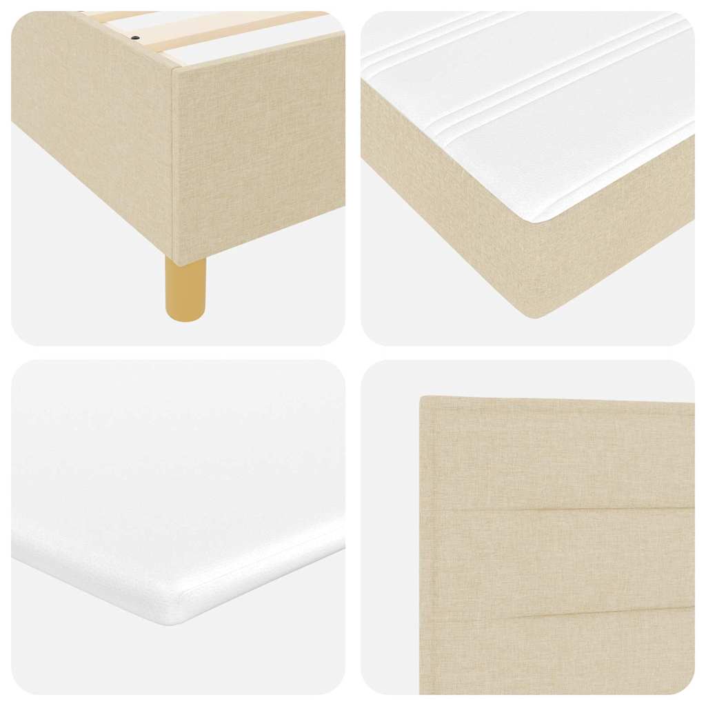 LED Box Spring Krevet s uzglavljem Krema 200 x 200 cm tkanina