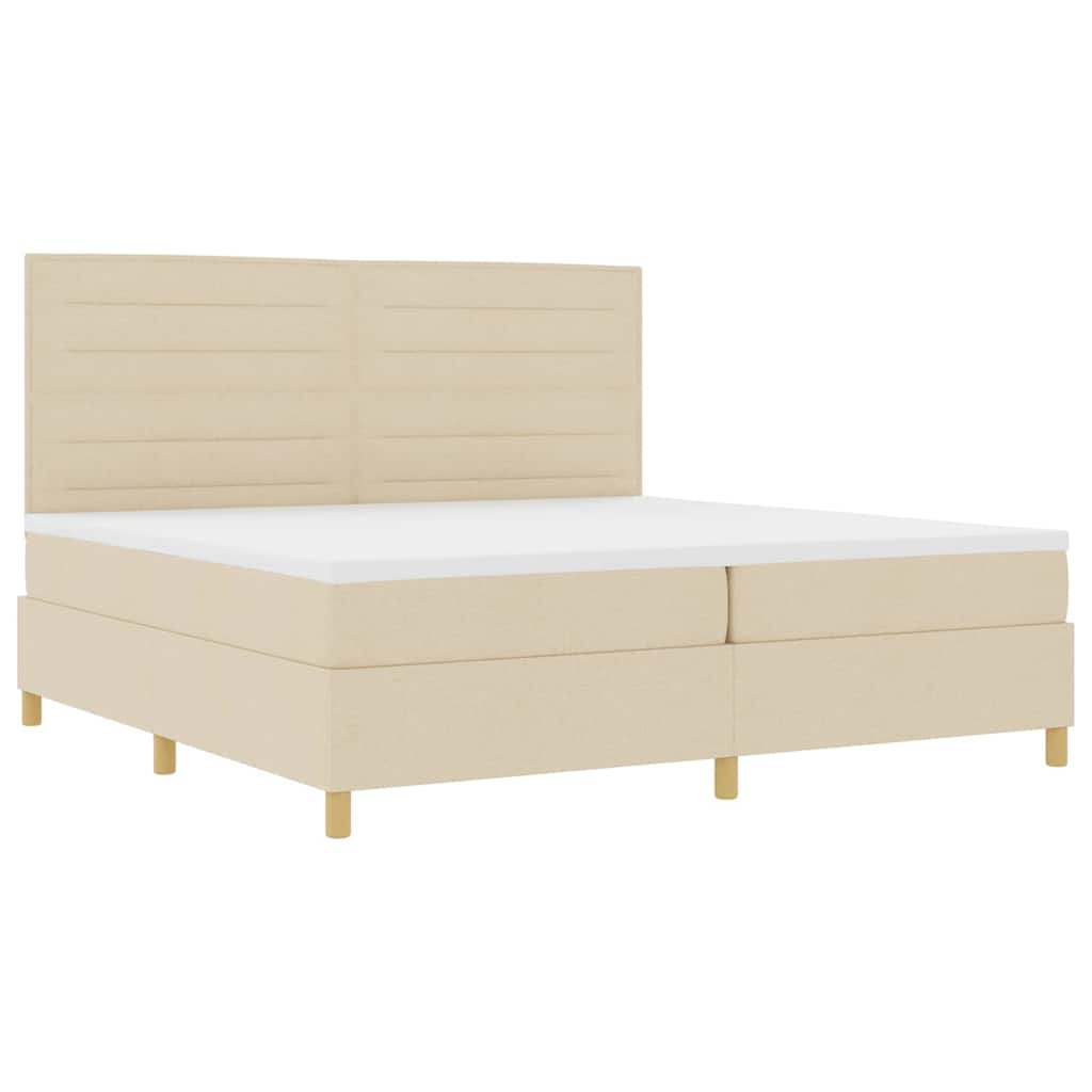 LED Box Spring Krevet s uzglavljem Krema 200 x 200 cm tkanina