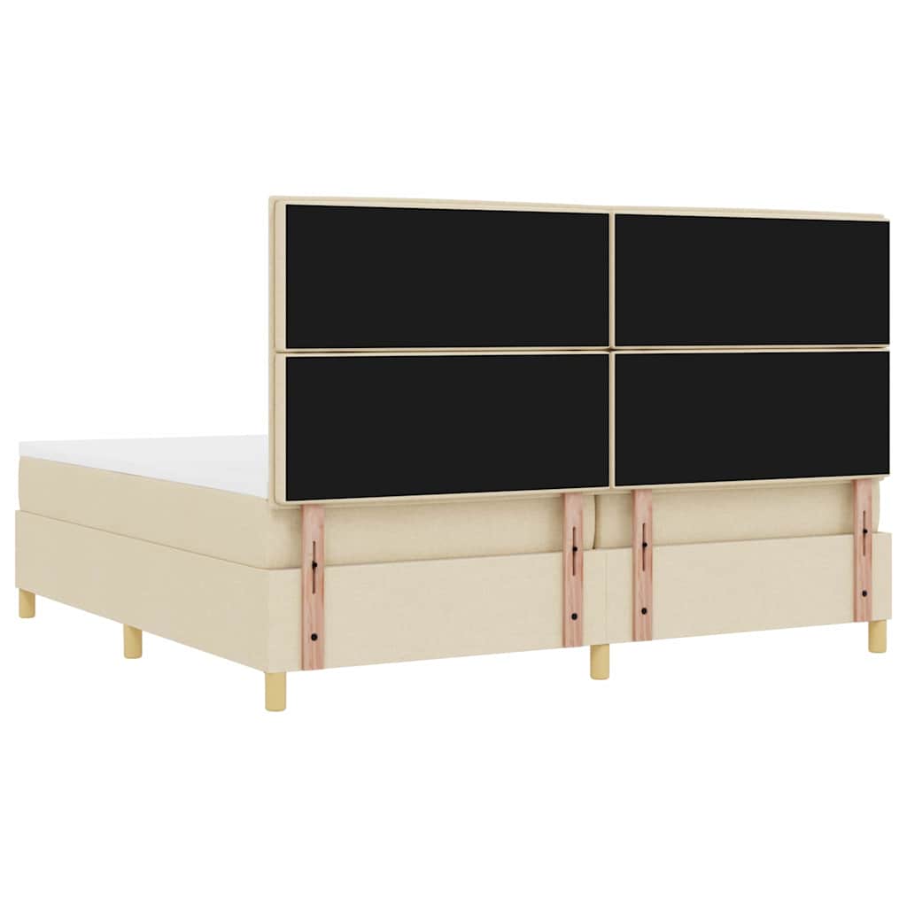 LED Box Spring Krevet s uzglavljem Krema 200 x 200 cm tkanina