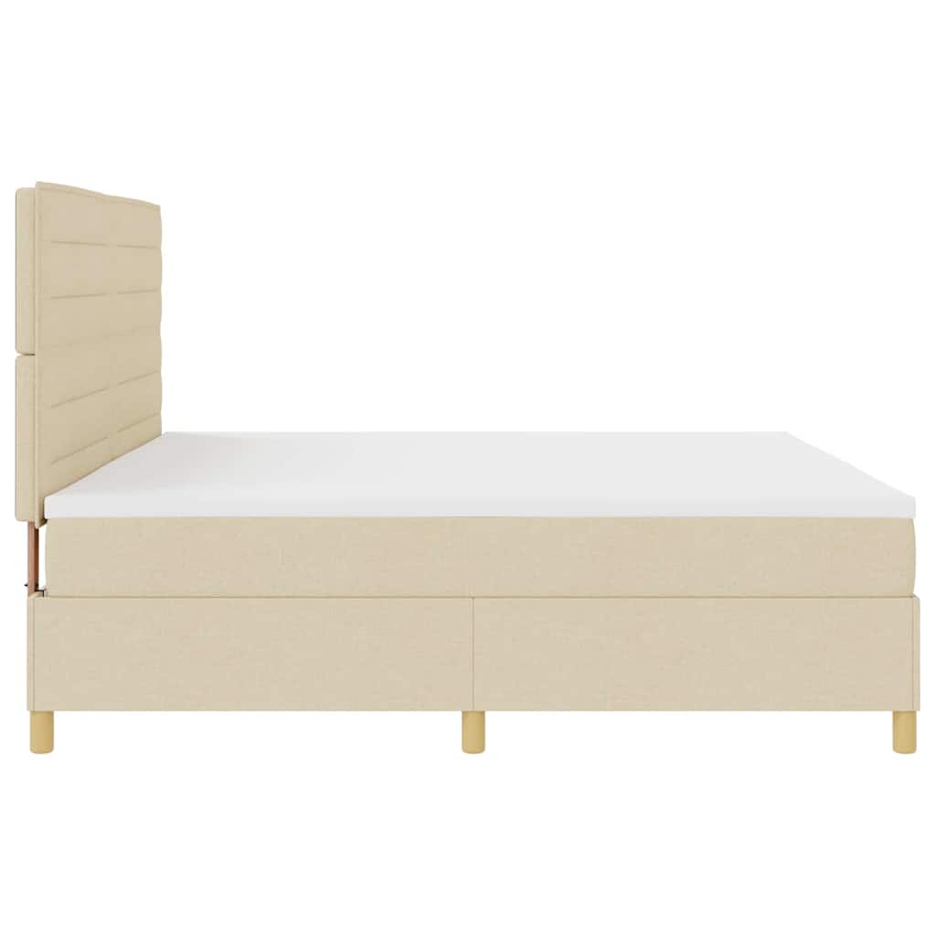 LED Box Spring Krevet s uzglavljem Krema 200 x 200 cm tkanina