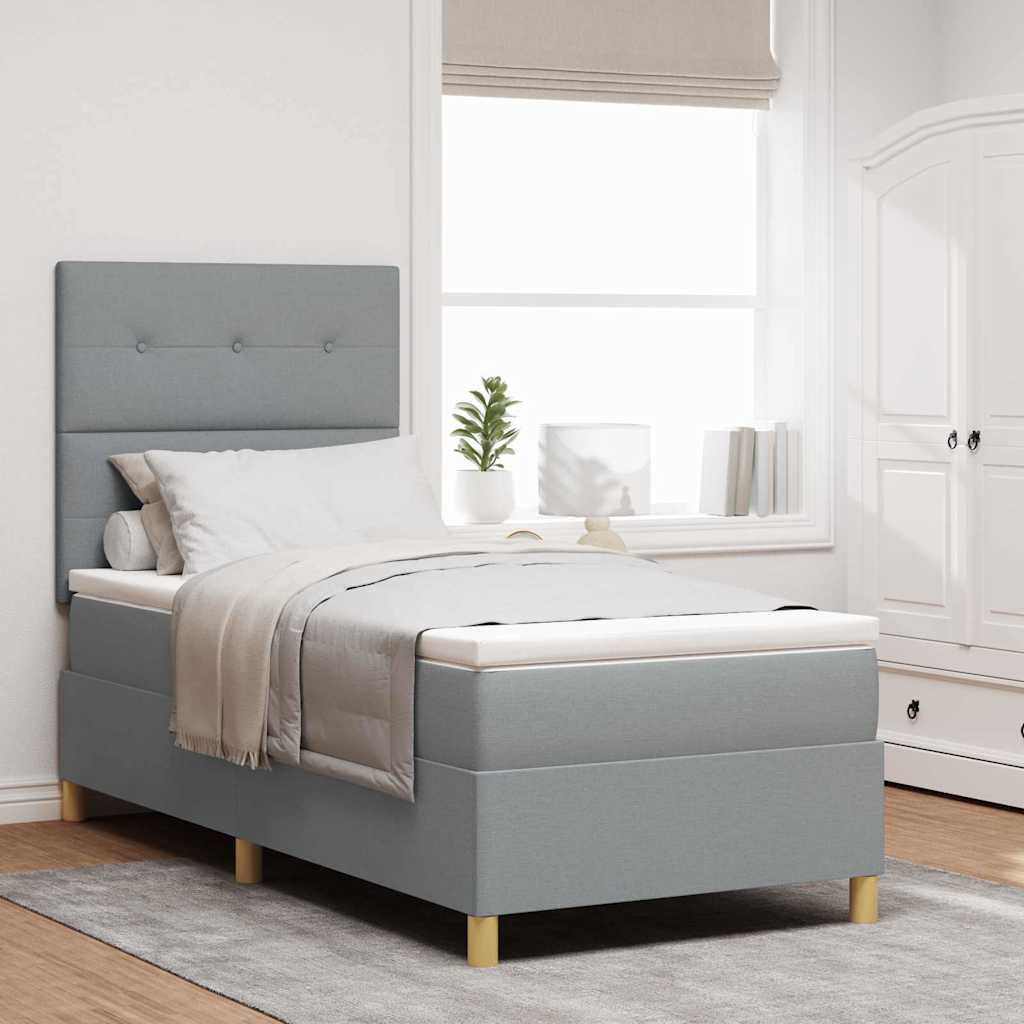 LED Box Spring Krevet Svijetlo siva 80 x 200 cm tkanina