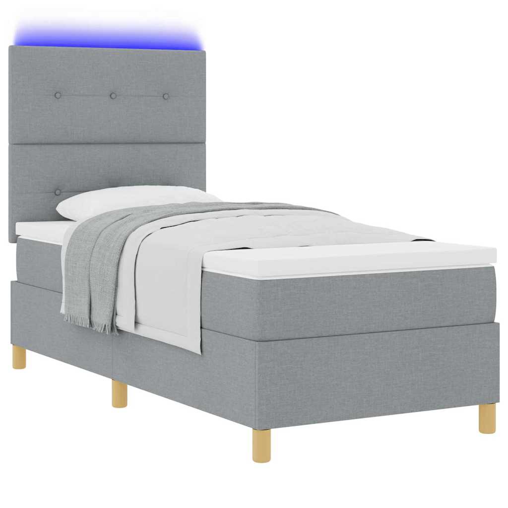 LED Box Spring Krevet Svijetlo siva 80 x 200 cm tkanina