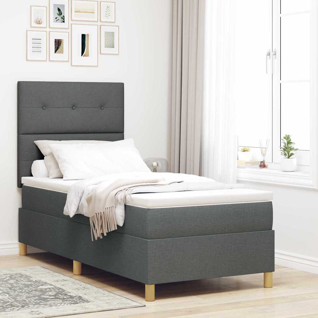 LED Box Spring Krevet s madracem Tamno siva 80 x 200 cm tkanina