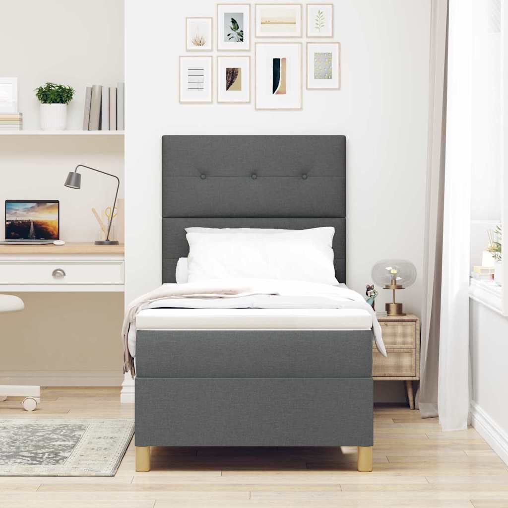 LED Box Spring Krevet s madracem Tamno siva 80 x 200 cm tkanina