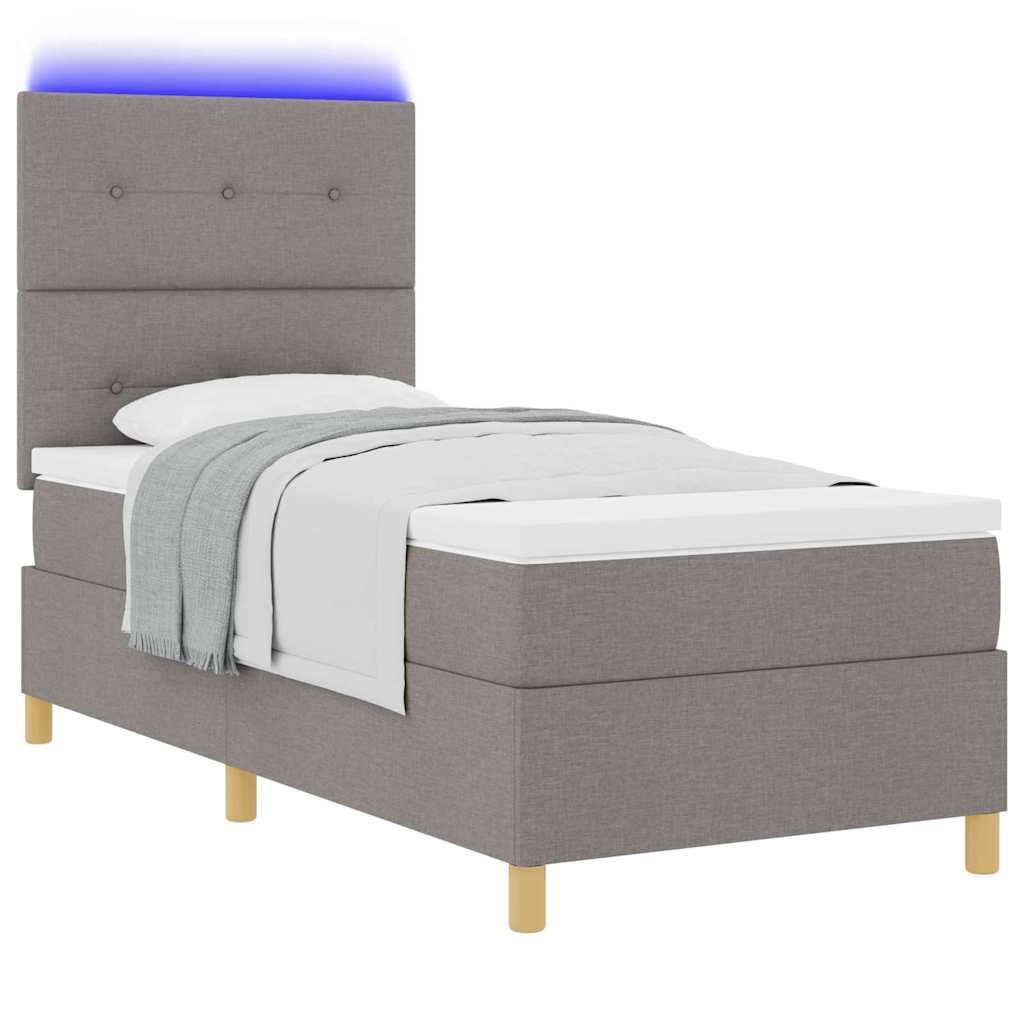 LED Box Spring Krevet s madracem Sivo-smeđa 80 x 200 cm tkanina