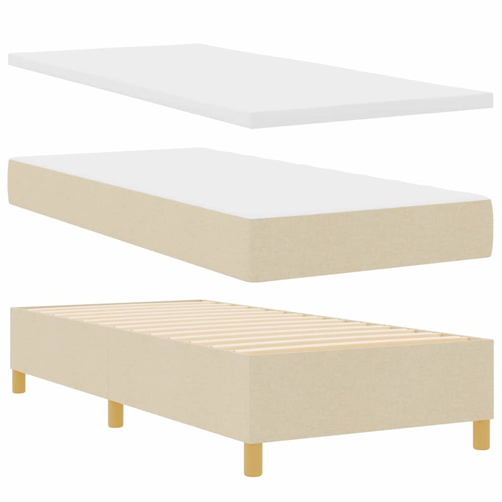 LED Box Spring Krevet s madracem Krema 80 x 200 cm tkanina