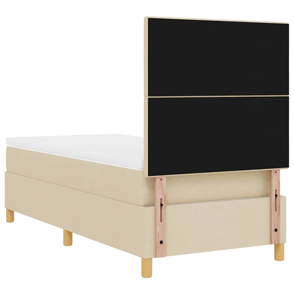LED Box Spring Krevet s madracem Krema 80 x 200 cm tkanina