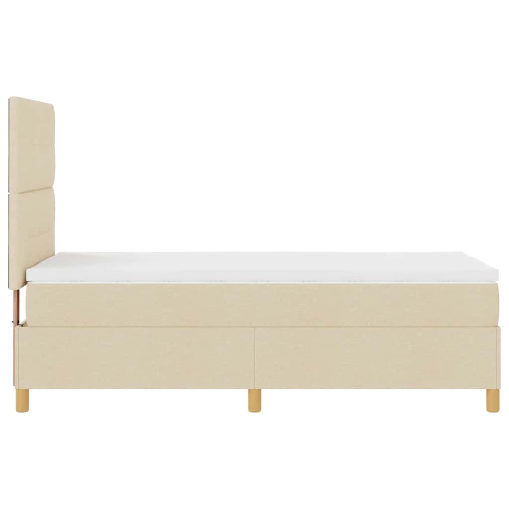 LED Box Spring Krevet s madracem Krema 80 x 200 cm tkanina