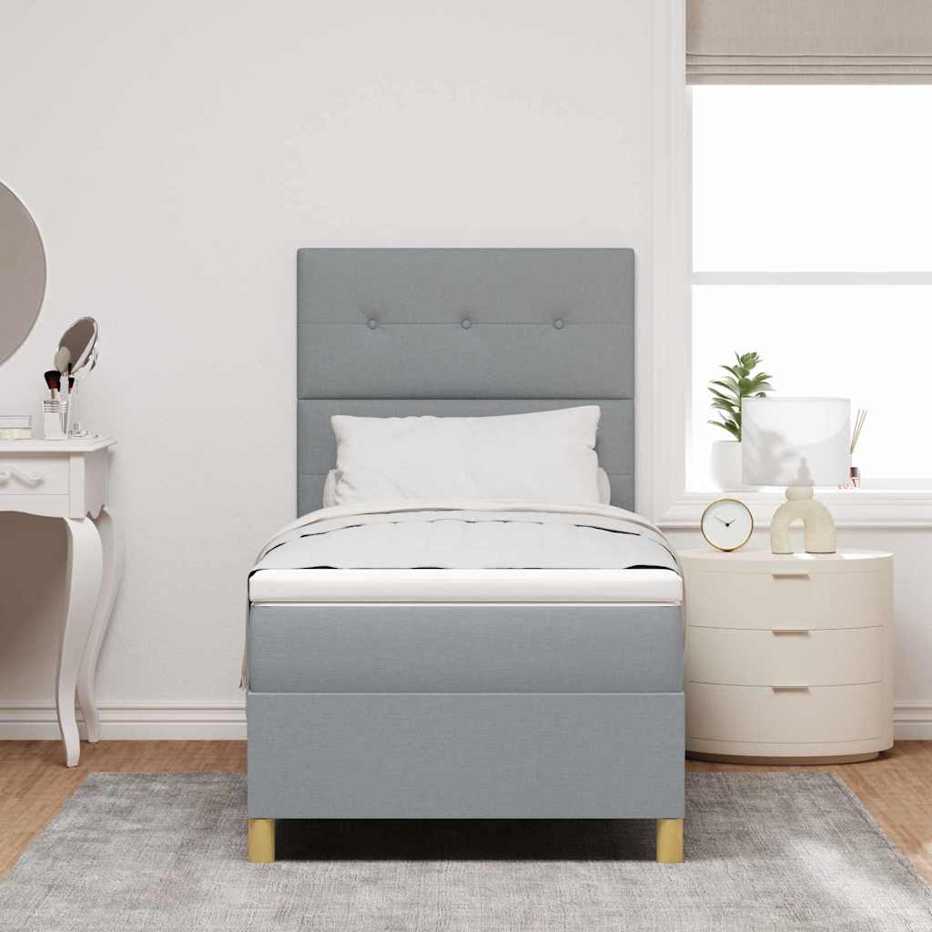 LED Box Spring Krevet Svijetlo siva 90 x 190 cm tkanina