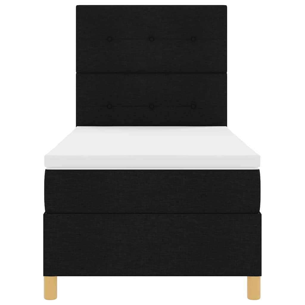 LED Box Spring Krevet s madracem Crna 90 x 190 cm tkanina