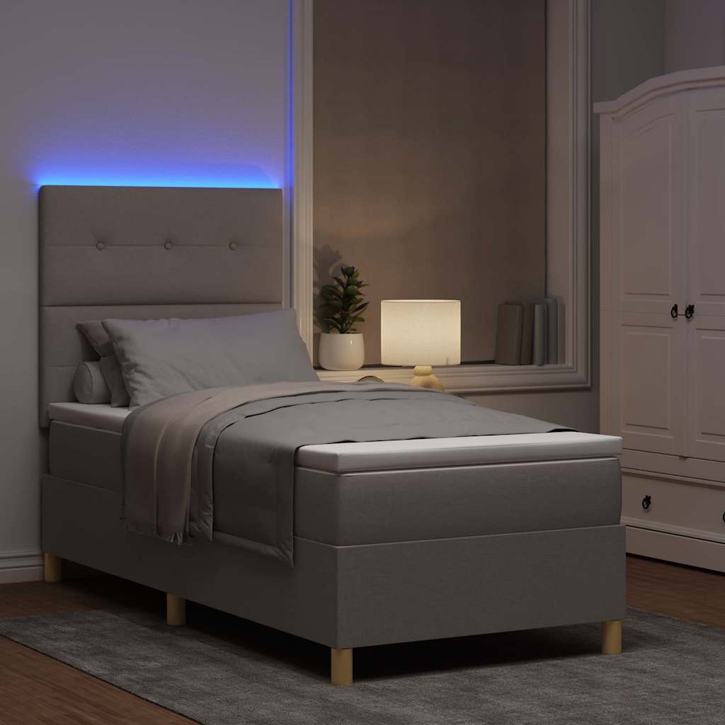 LED Box Spring Krevet s madracem Sivo-smeđa 90 x 190 cm tkanina