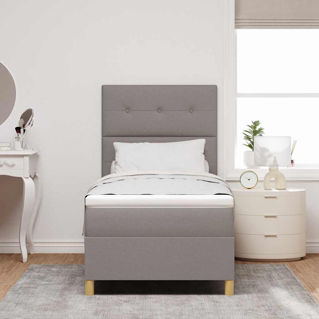 LED Box Spring Krevet s madracem Sivo-smeđa 90 x 190 cm tkanina