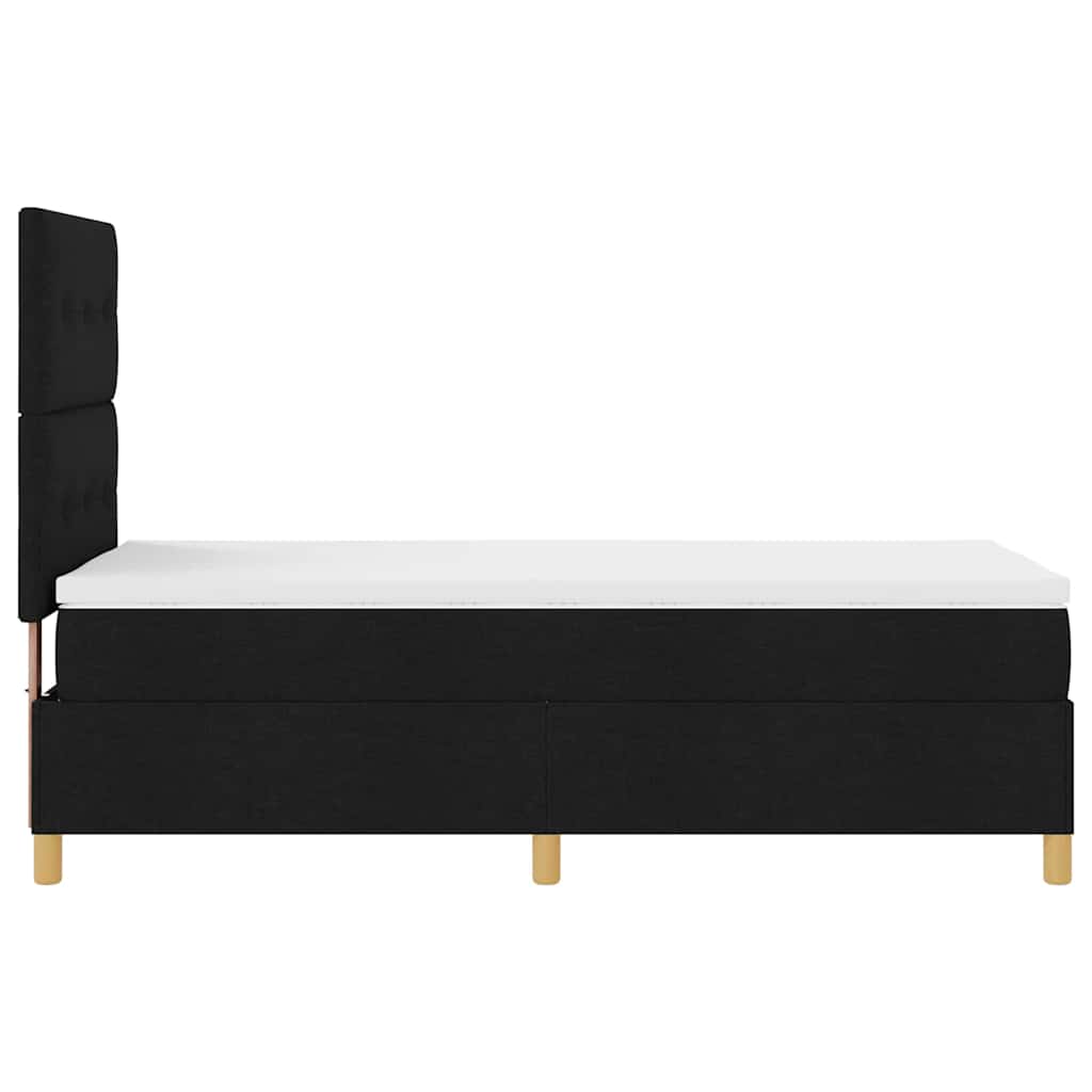 LED Box Spring Krevet s madracem Crna 90 x 200 cm tkanina