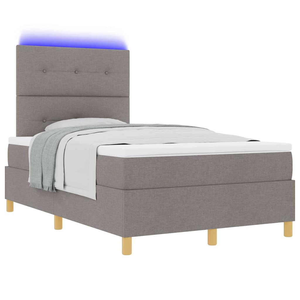 LED Box Spring Krevet Sivo-smeđa 120 x 190 cm tkanina