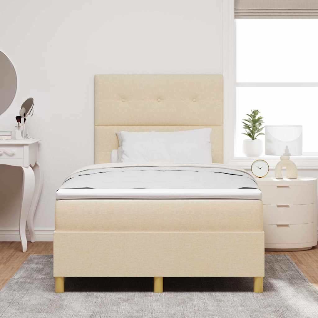 LED Box Spring Krevet s uzglavljem Krema 120 x 190 cm tkanina