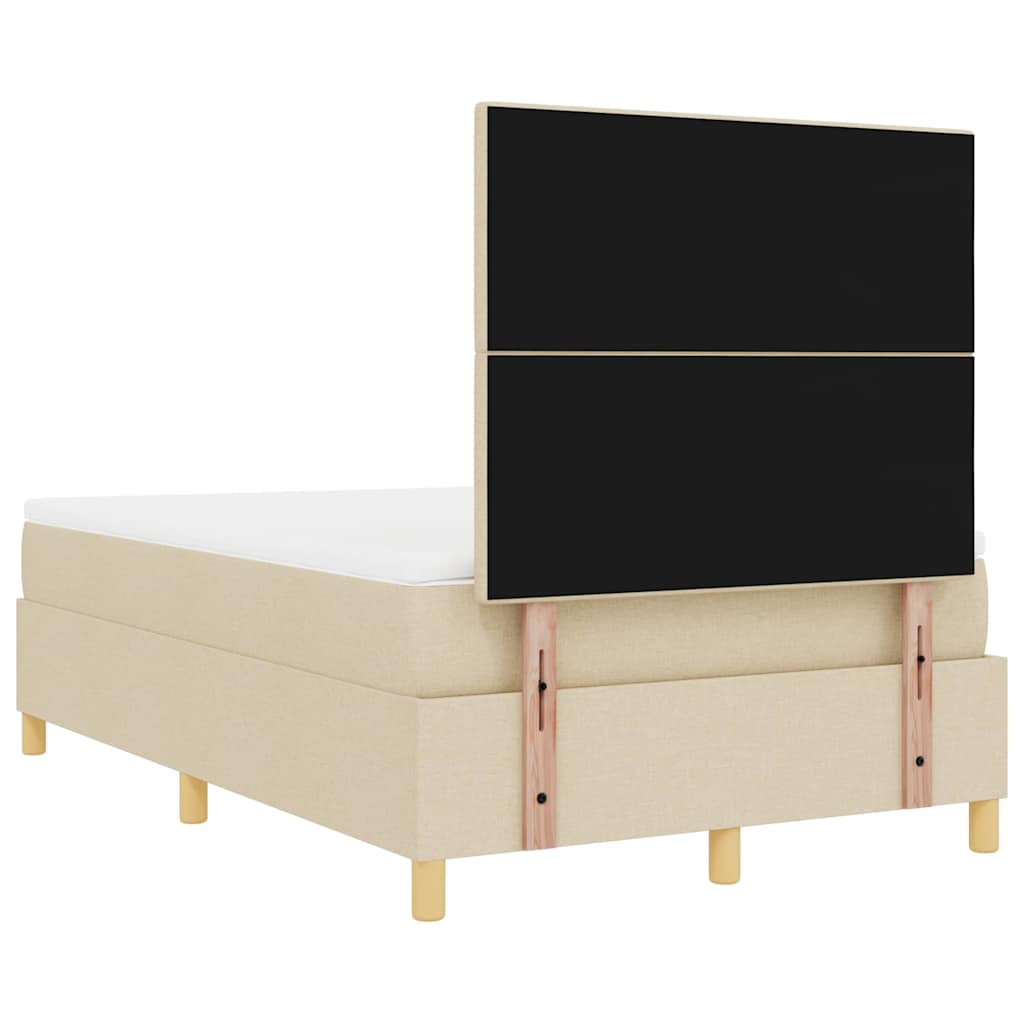 LED Box Spring Krevet s uzglavljem Krema 120 x 200 cm tkanina