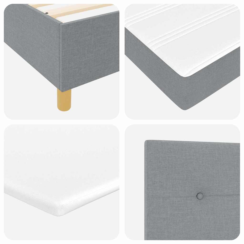 LED Box Spring Krevet Svijetlo siva 140 x 190 cm tkanina