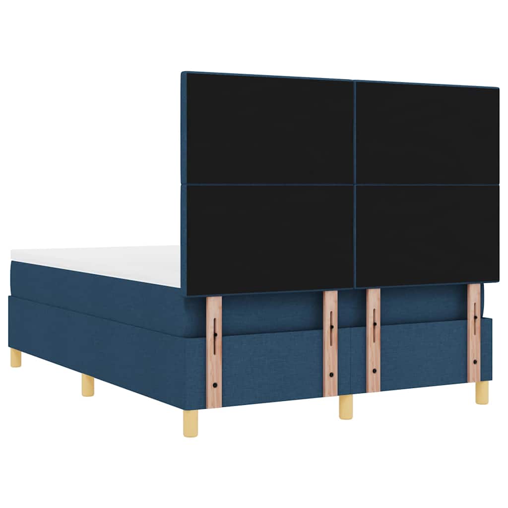 LED Box Spring Krevet s madracem Plava 140 x 190 cm tkanina